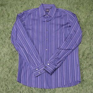 Men's Hugo Boss Blue Dress Long Sleeve Shirt Size Medium